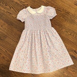Janie and Jack smocked Pink Floral Dress with White Collar